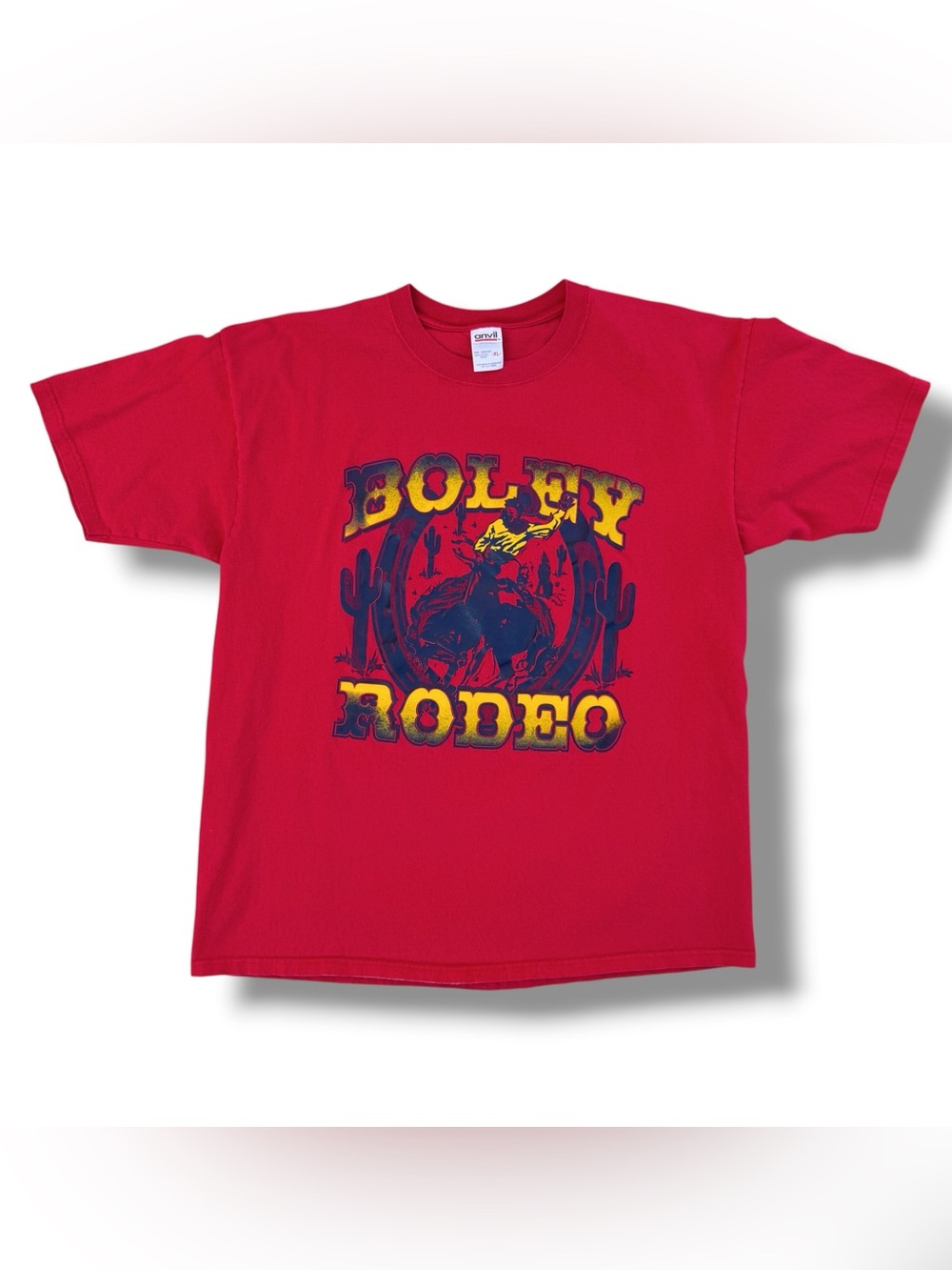 Vintage Y2K Boley Rodeo T-Shirt Anvil Red Size XL Cowboy Western